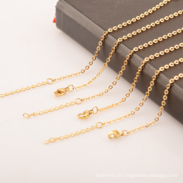 Damen feine Kette Gold plattiert Edelstahlschmuck Cross Chain O-Chain Halskette mit Anhänger 1,5/2/2,5/3,2 mm